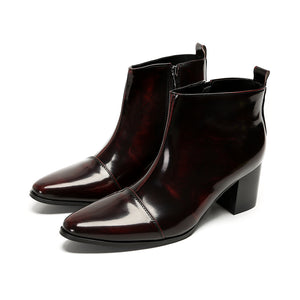 ChicZip Cow Leather Zipper Dress Boots