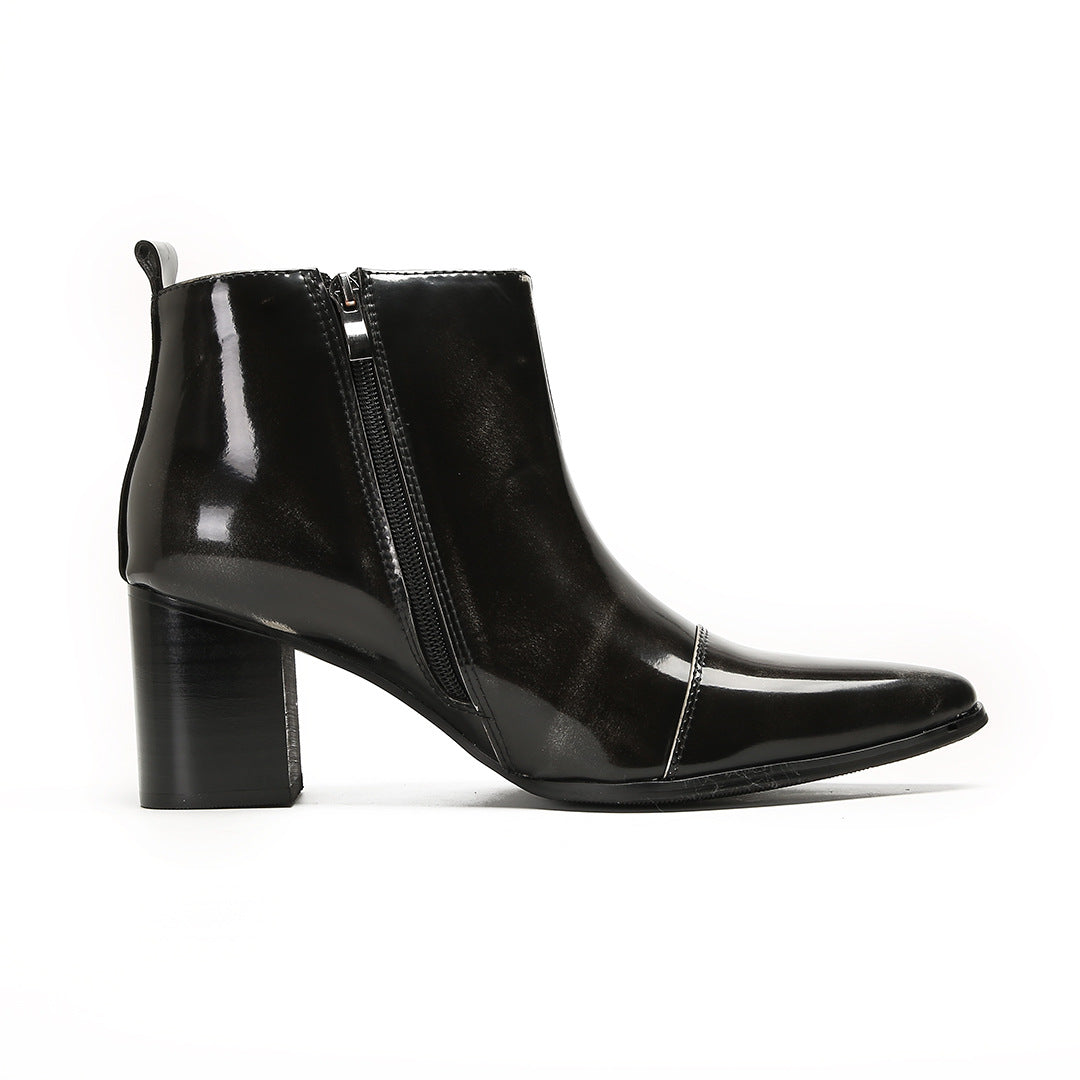 ChicZip Cow Leather Zipper Dress Boots