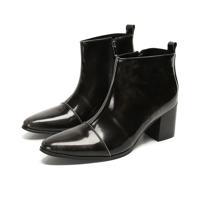 ChicZip Cow Leather Zipper Dress Boots