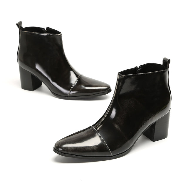 ChicZip Cow Leather Zipper Dress Boots