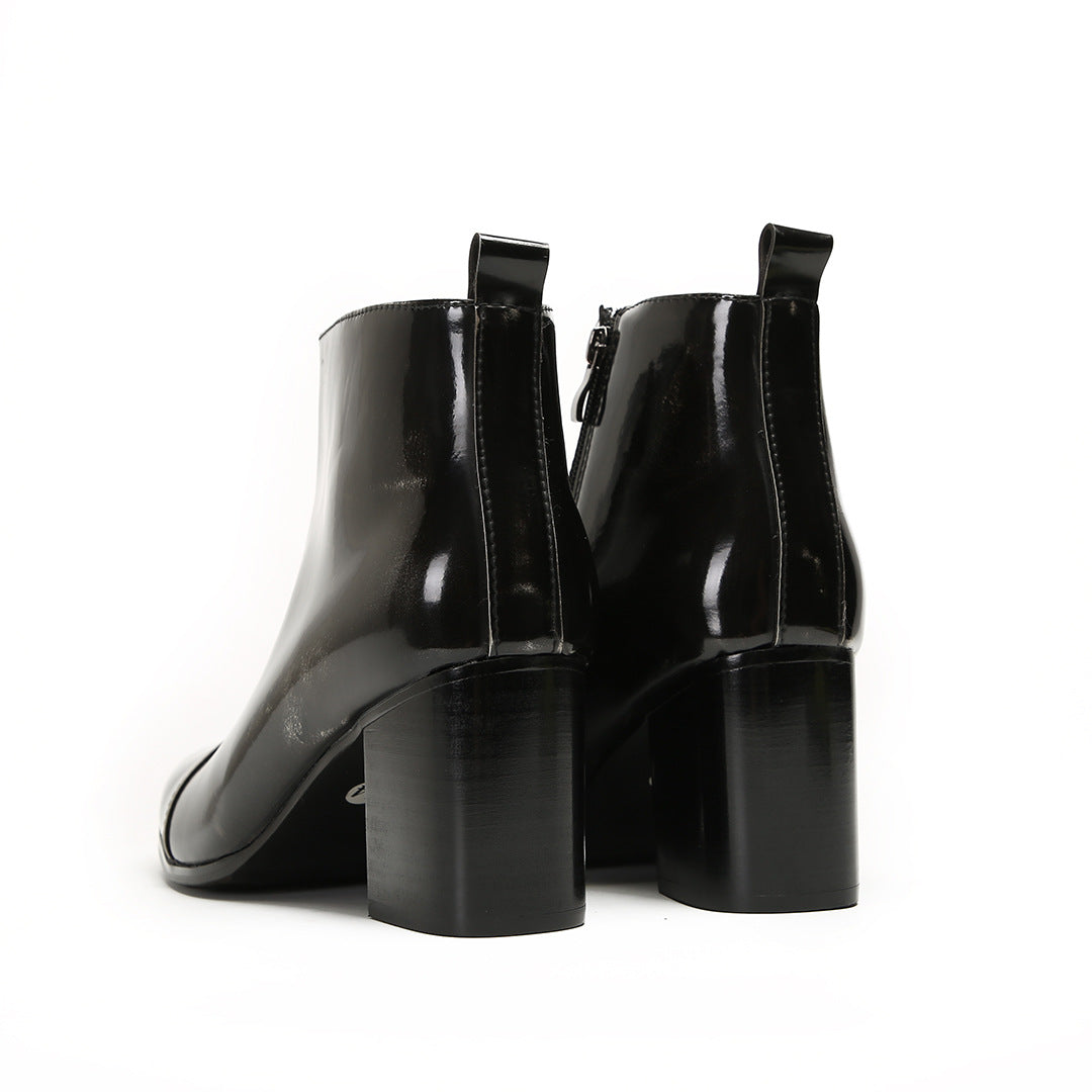 ChicZip Cow Leather Zipper Dress Boots