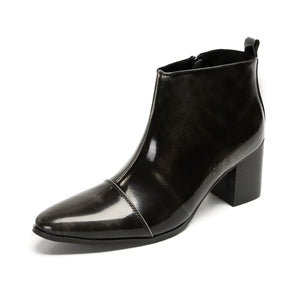 ChicZip Cow Leather Zipper Dress Boots