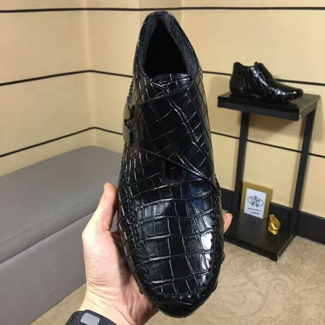 Luxury British Alligator Leather Slip-On Ankle Boots