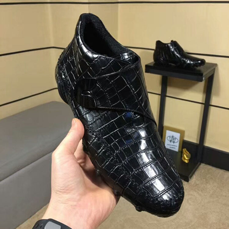 Luxury British Alligator Leather Slip-On Ankle Boots