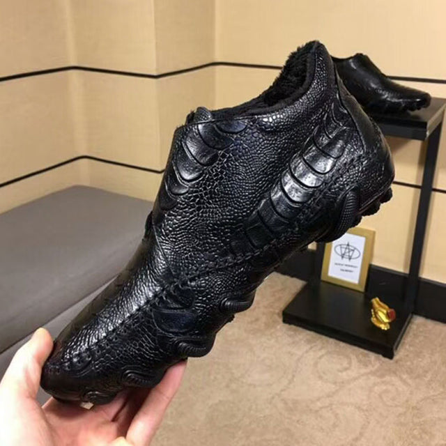 Luxury British Alligator Leather Slip-On Ankle Boots