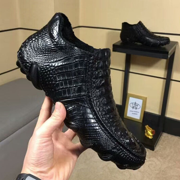 Luxury British Alligator Leather Slip-On Ankle Boots