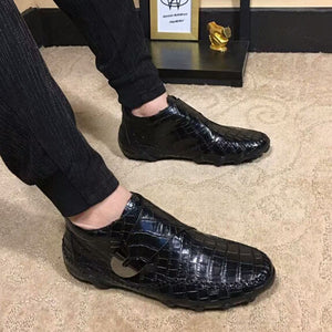 Luxury British Alligator Leather Slip-On Ankle Boots