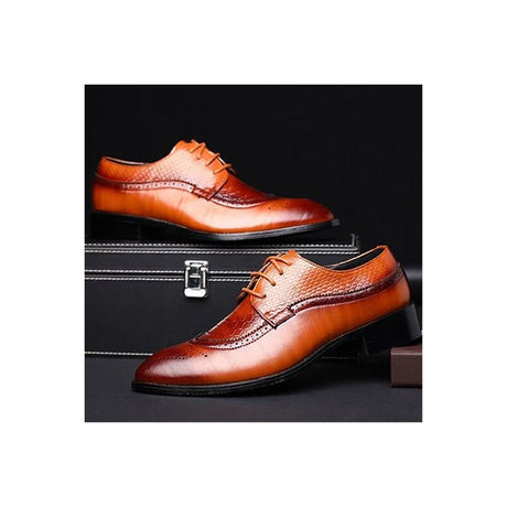 Alligator Luxe Lace-Up Brogue Dress Shoes