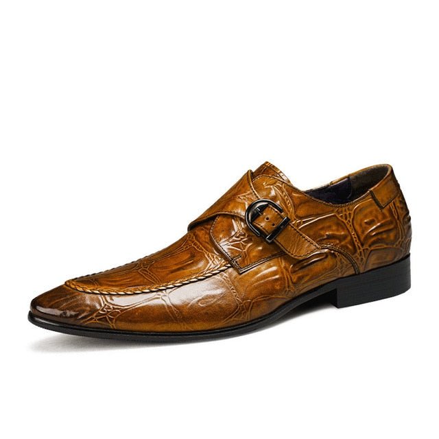 AlliLux Exotic Pointed Toe Slip-On Brogues