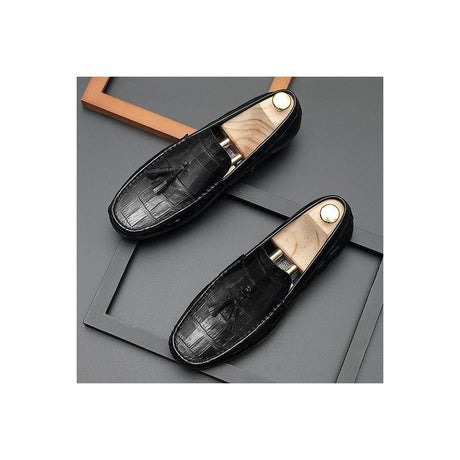 AlliLux Leather Derby Loafers: Stylish Alligator Texture