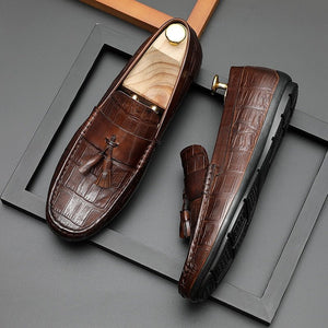 AlliLux Leather Derby Loafers: Stylish Alligator Texture