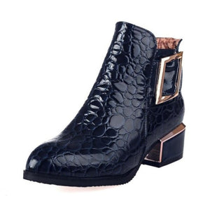 AlliLux Pointed Toe Alligator Cuban Heel Boots