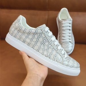 LuxeLeather Textured Lace-up Platform Sneakers