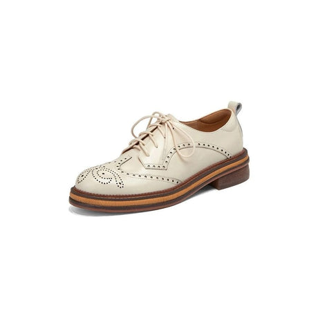 Autumn Chic Leather Brogue Lace-up Flats