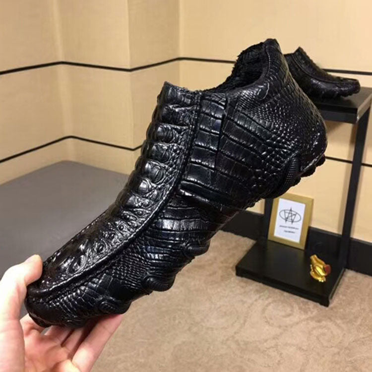 Luxury British Alligator Leather Slip-On Ankle Boots