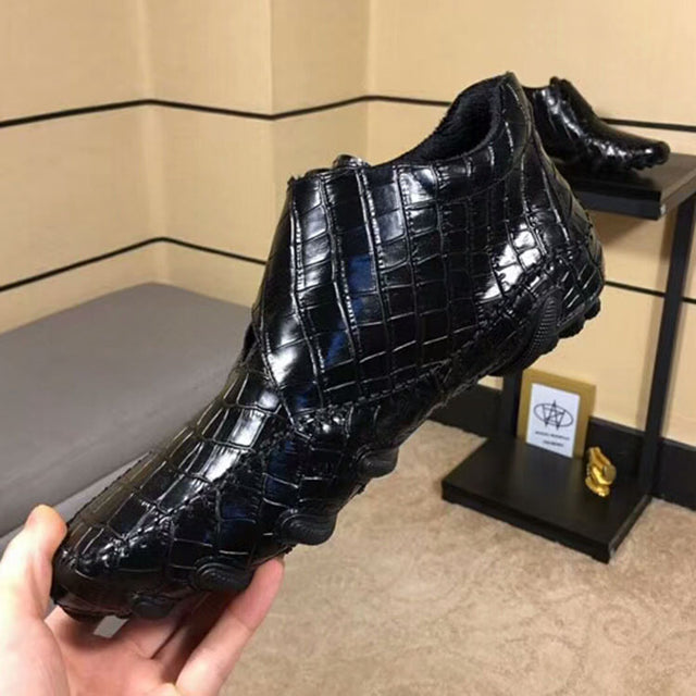 Luxury British Alligator Leather Slip-On Ankle Boots