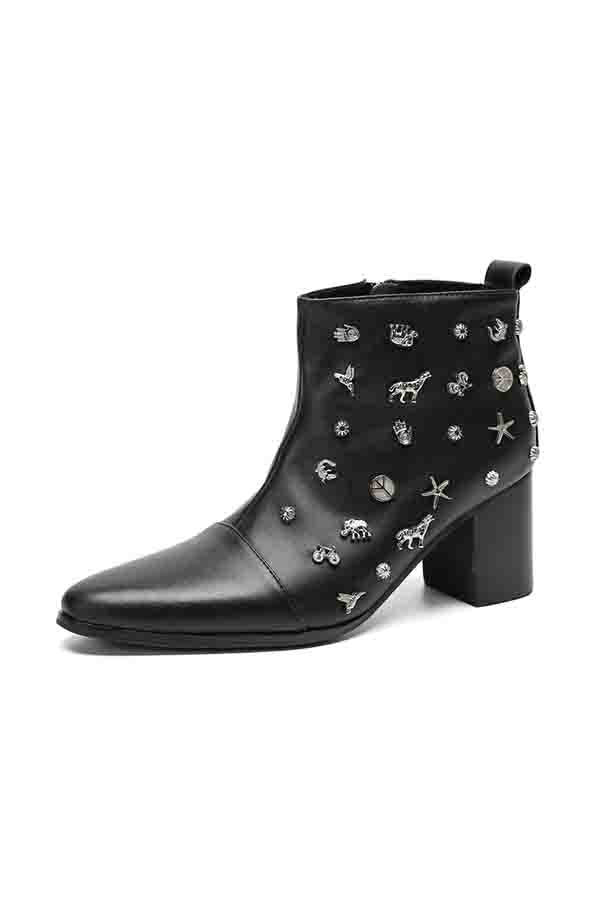 ChicZip Cow Leather Zipper Dress Boots