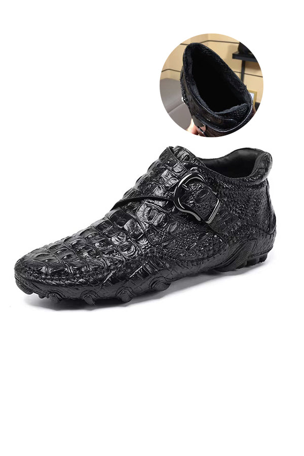 Luxury British Alligator Leather Slip-On Ankle Boots