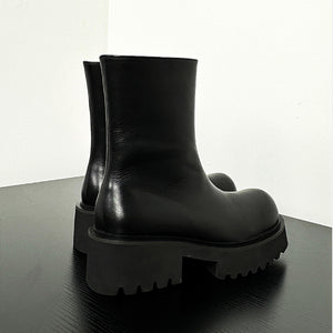 Cow Leather Chic Zipper Vintage Middle Boots