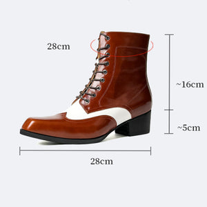 Chic Genuine Leather Square Toe Dress Boots