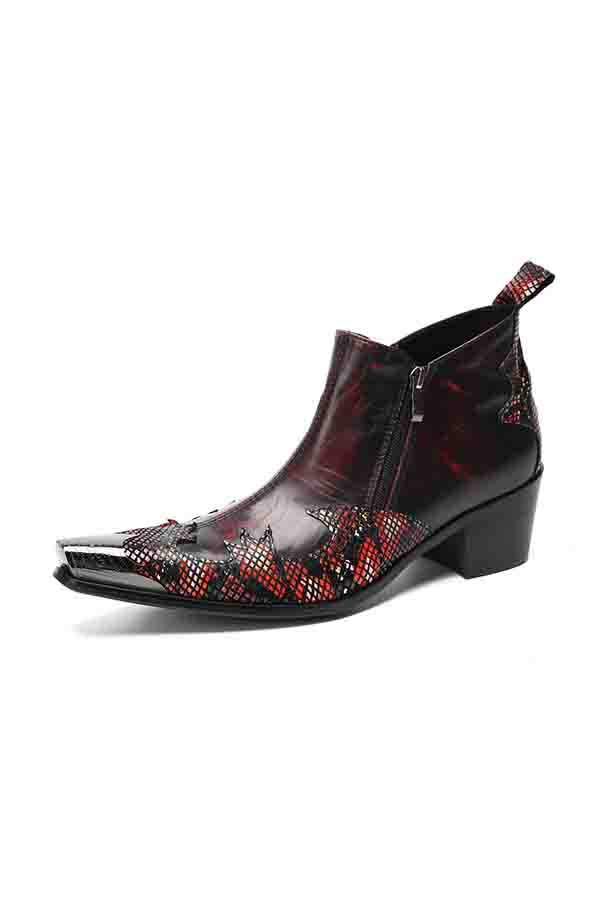 BoldLux Exotic Texture Leather Dress Boots