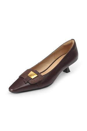 Exotic Metal Decor Square Toe Office Pumps