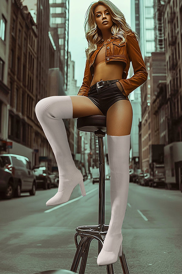 Exotic Serpent Chic Knee-High Boots