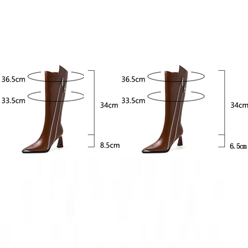 Luxury Leather Pointed Toe Tall Boots