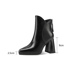 Autumn Elegance Thick Heels Ankle Boots