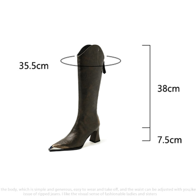 Knightly Elegance Genuine Leather Tall Boots