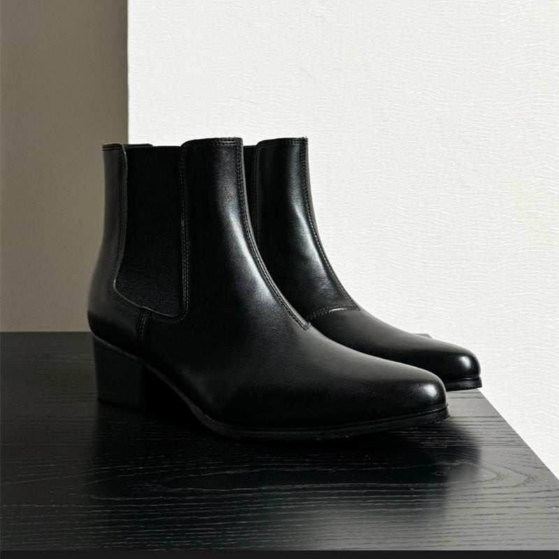 Chic Leather Pointed Toe Chelsea Boots