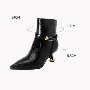 Autumn Chic Cow Leather Heeled Ankle Boots