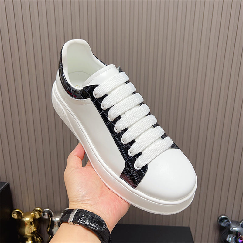 LuxeCroco Platform Lace-up Stitching Exotic Sneakers