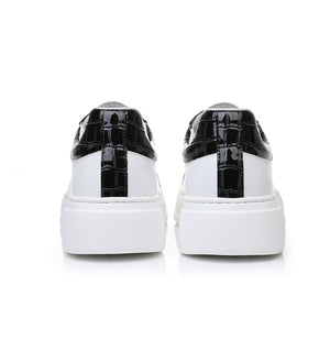 LuxeCroco Platform Lace-up Stitching Exotic Sneakers