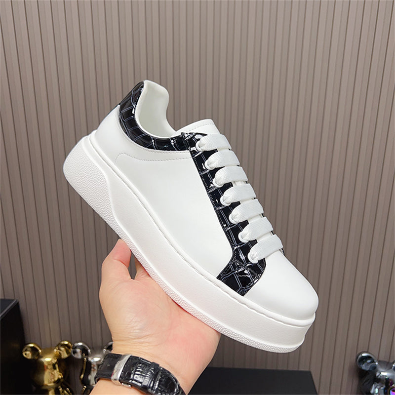 LuxeCroco Platform Lace-up Stitching Exotic Sneakers