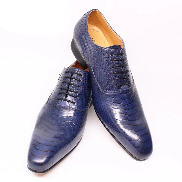 Burgundy Serpent Lace-Up Oxford Dress Shoes