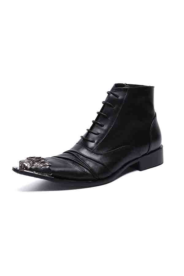 Exotic Metal Toe Western Party Leather Loafers