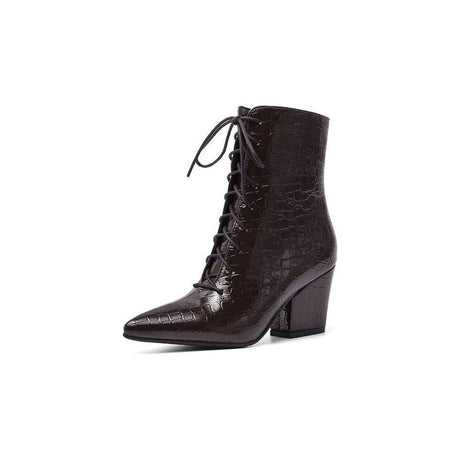 Chic CrocEmbossed Pointed Toe Winter Motorcycle Boots