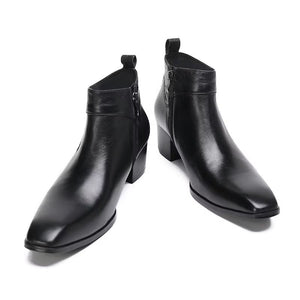 Chic Leather Square Toe Dress Boots - FINAL SALE
