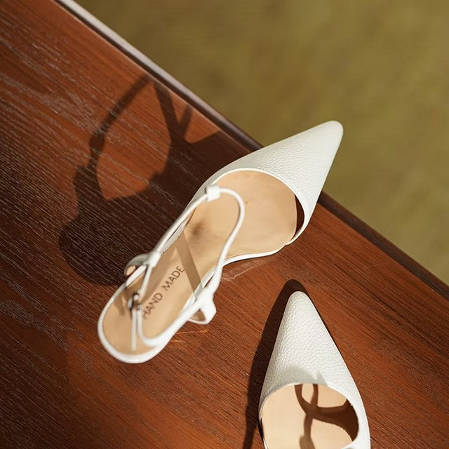 Chic Leather Strap Pointed Toe Heels