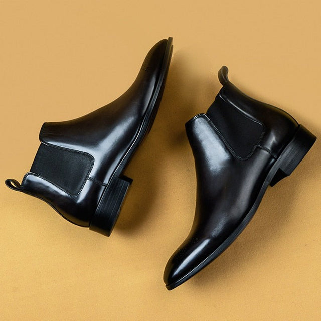 ChicLeather Slip-on Flat Heel Ankle Boots