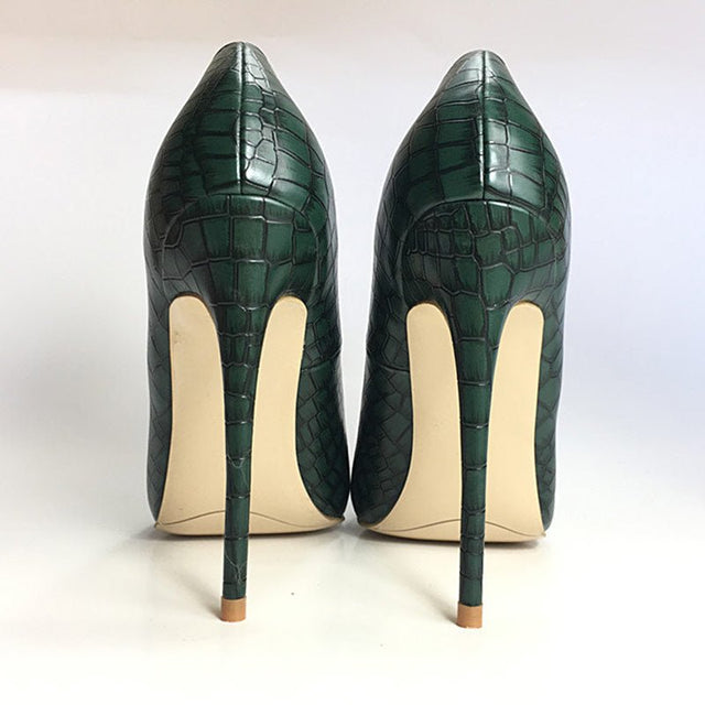 CrocGlam Embossed Slip-on Designer High Heel Pumps
