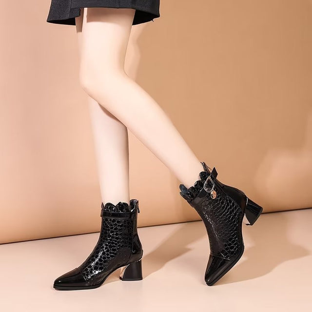 CrocLux Exquisite Pointed Toe High Heeled Boots