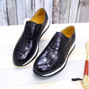 CrocLuxe Embossed Leather Lace-up Shoes