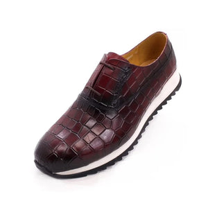 CrocLuxe Embossed Leather Lace-up Shoes
