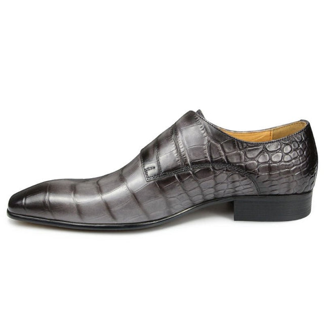 CrocoChic Genuine Leather Monkstrap Dress Shoes