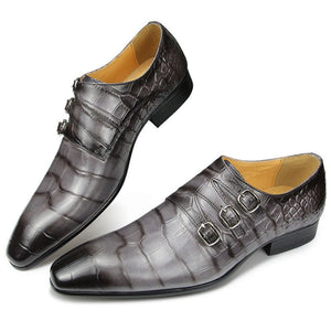 CrocoChic Genuine Leather Monkstrap Dress Shoes