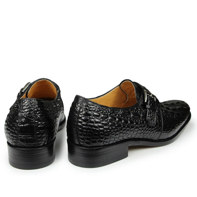 CrocoChic Leather Embossed Monkstrap Dress Shoes