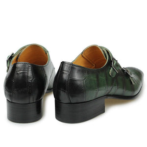 Crocoluxe Pointed Toe Croc Textured Monkstrap Dress Shoes - FINAL SALE