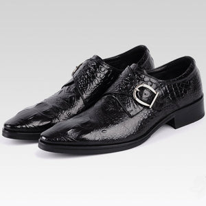 CrocoLuxe Pointed Toe Slip-On Brogue Shoes
